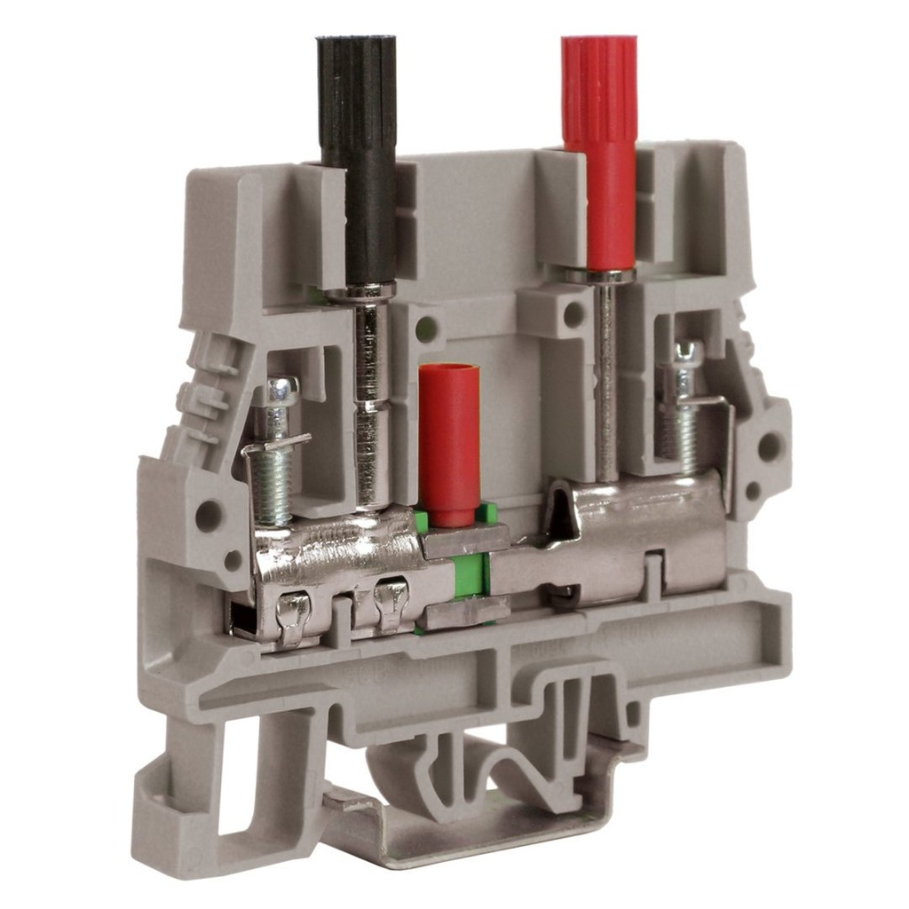 CT Terminal Block, DIN Rail Sliding Link Shorting Terminal Block, With Test Socket, Black And Red