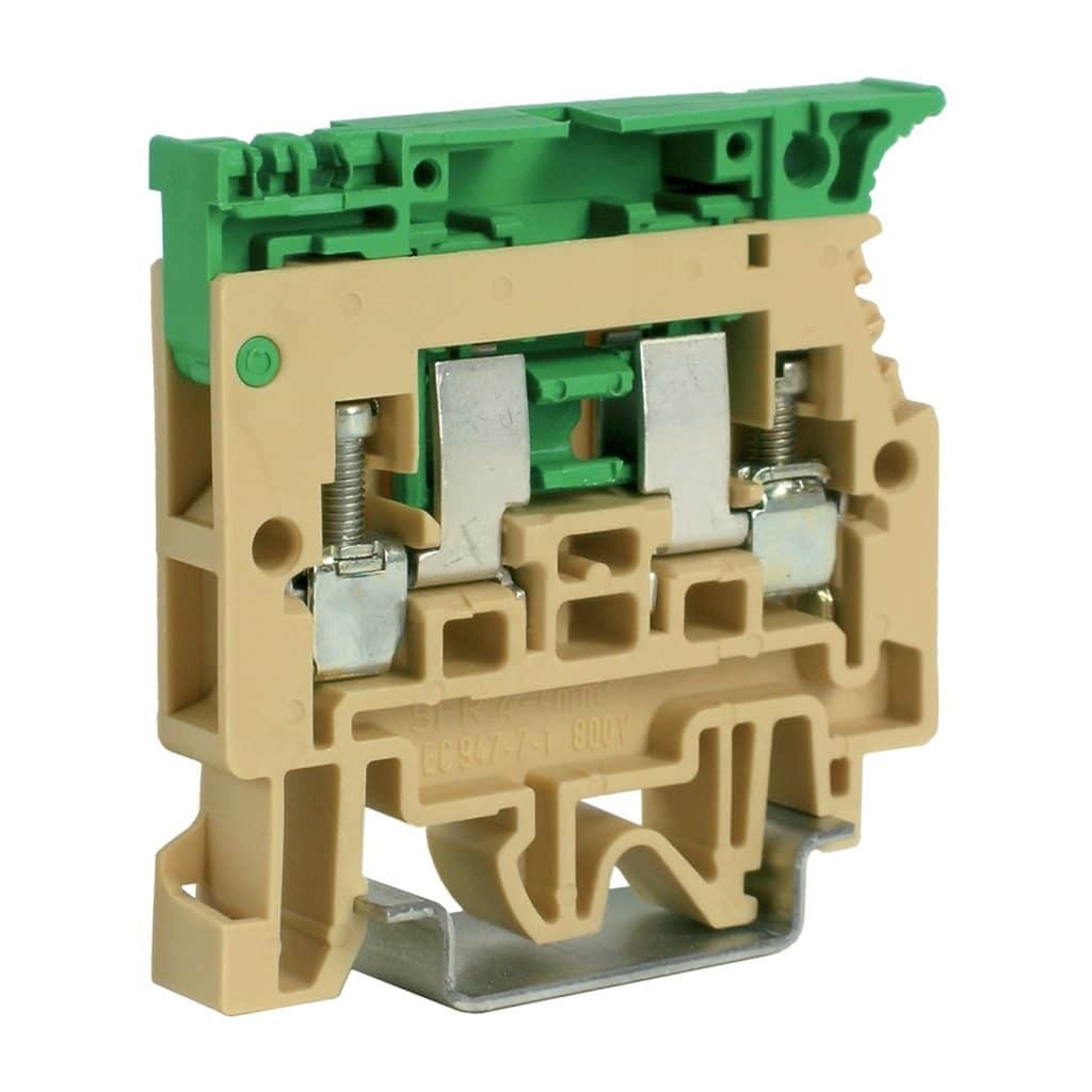 Fuse Terminal Block, DIN Rail Mount, Compact Lever Style DIN Rail Fuse Terminal Block For Glass Fuse, Beige, 