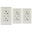 20A 125V Duplex GFCI Outlet | Self-Test | White | UL Listed | Includes Wall Plate | 3-Pack