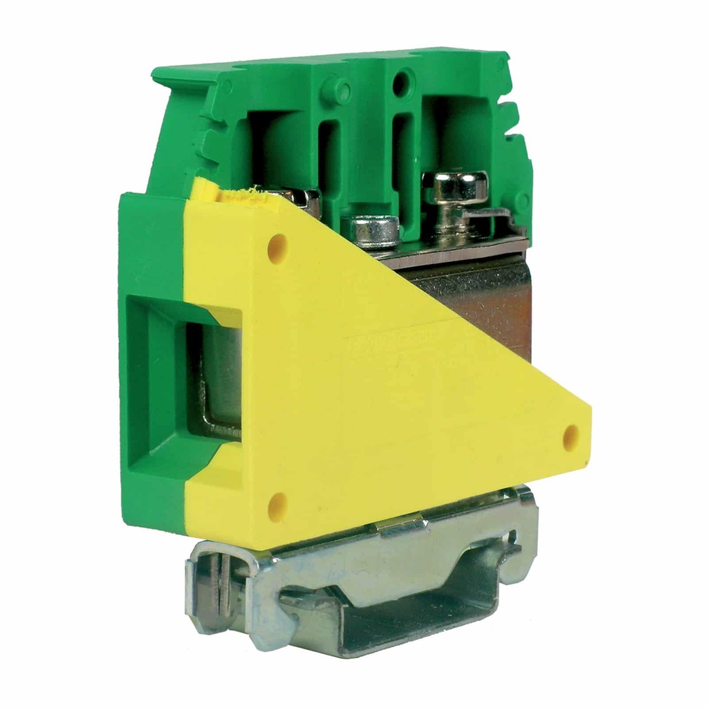 Ground Terminal Block, DIN Rail Mount For 35mm DIN Rail, Screw Down Mounting Foot, 16-1 AWG, 150A, 