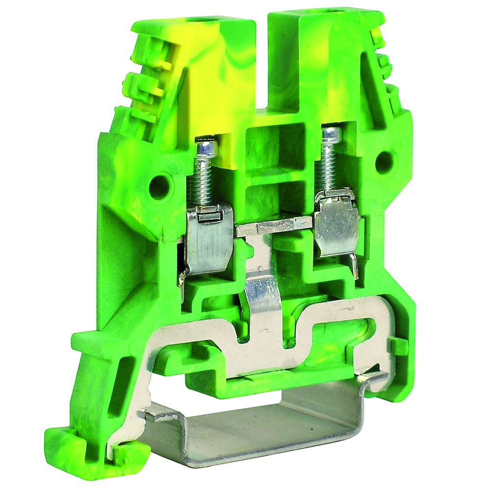 Ground Terminal Block, DIN Rail Mount For 35mm DIN Rail, Snap On Mounting Foot, 20-12 AWG, 32A, TO500