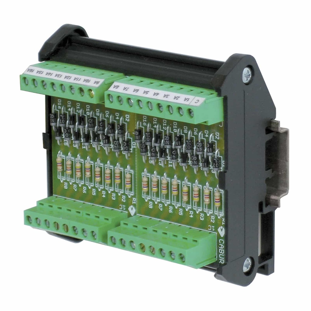 Diode Holder Screw Clamp Module, Diode per channel, with common cathode, 16 channels