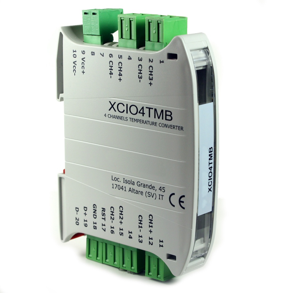 Thermocouple to Modbus RTU Programmable Thermocouple Sensors Converter, RS485 Interface, 4 Independent Channels