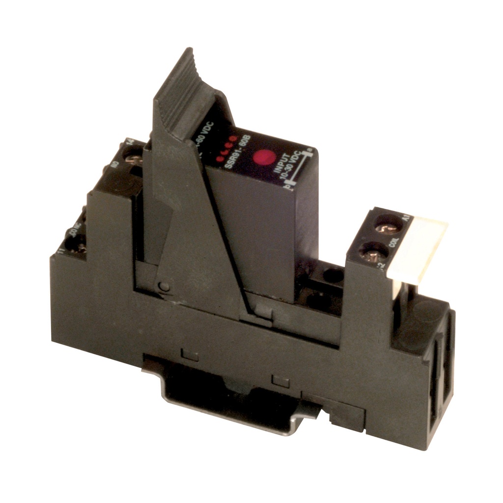 Solid State DIN Rail Mount pluggable, 1 relay (SSR), AC Load, 2 Amp