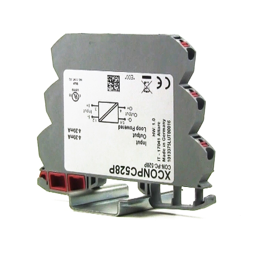 XCONPC528P DIN Rail Mounted Loop Powered Isolator | 4-20mA, 6.2mm Wide, Push-In Technology, LED Indicator, UL Listed, Galvanic Separation