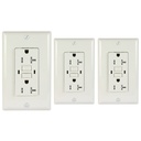 20A 125V Duplex GFCI Outlet | Self-Test | White | Tamper Resistant | UL Listed | Includes Wall Plate | 3-Pack