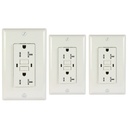TR GFCI Receptacle 20A Wall Plate White Self Test UL 3 Pack