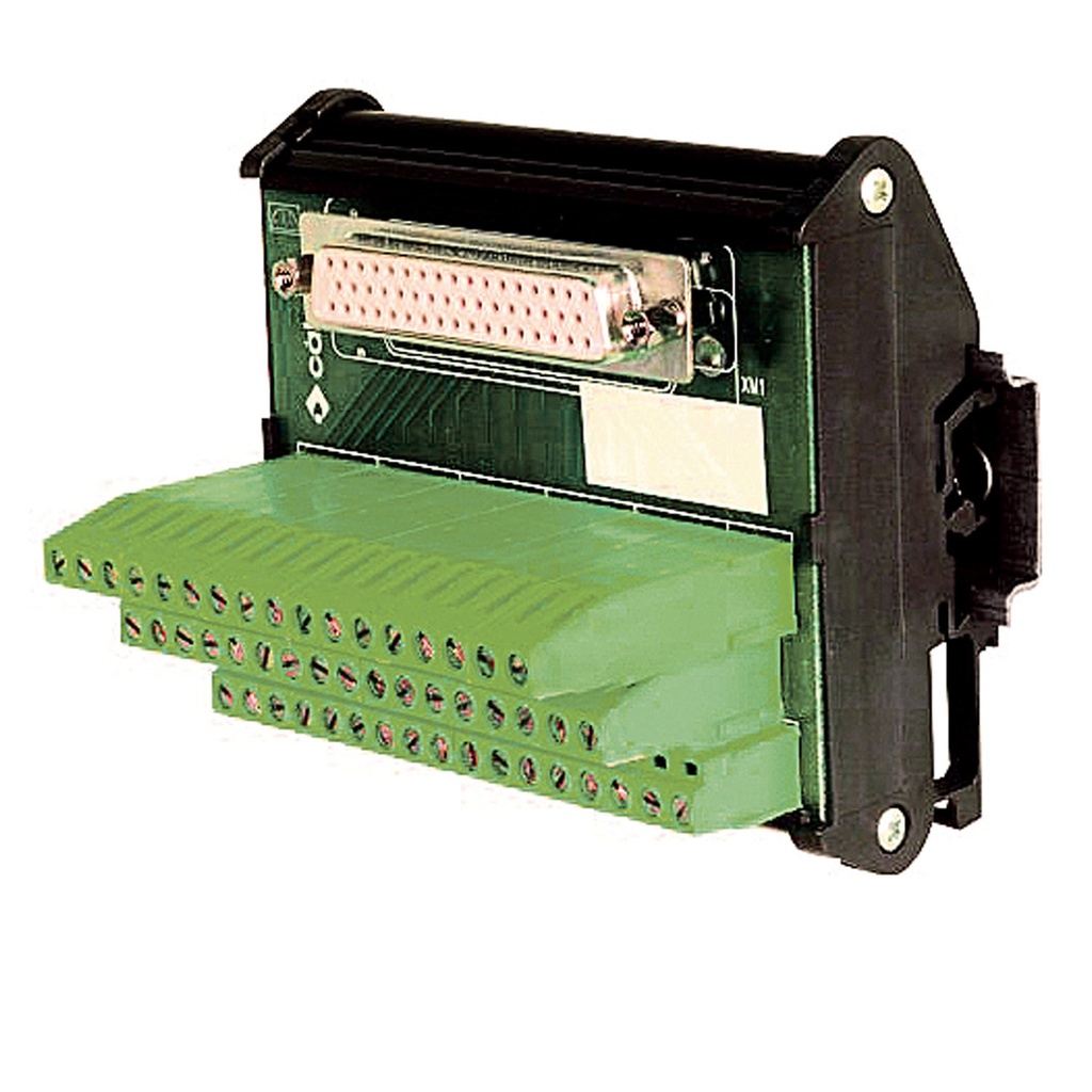 Compact DB25 Female Breakout Board, 25 Pin Female D-Sub Connector to Screw Terminal Interface Module, DIN Rail Mount