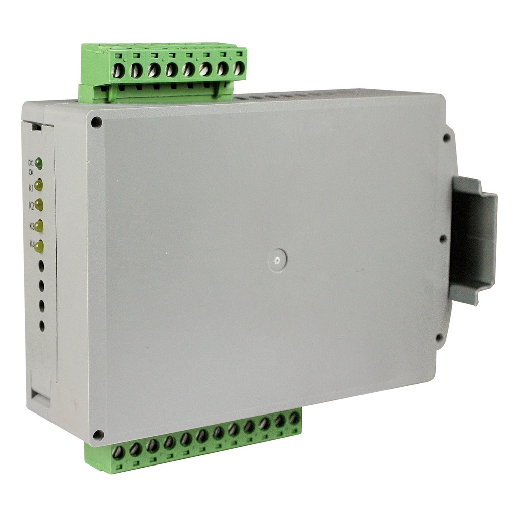 DIN Rail Relay Module With 4 SPDT  Relays, 24 Vac/dc, 8 Amp, 240Vac, Space Saving Only 22.5mm Wide, 