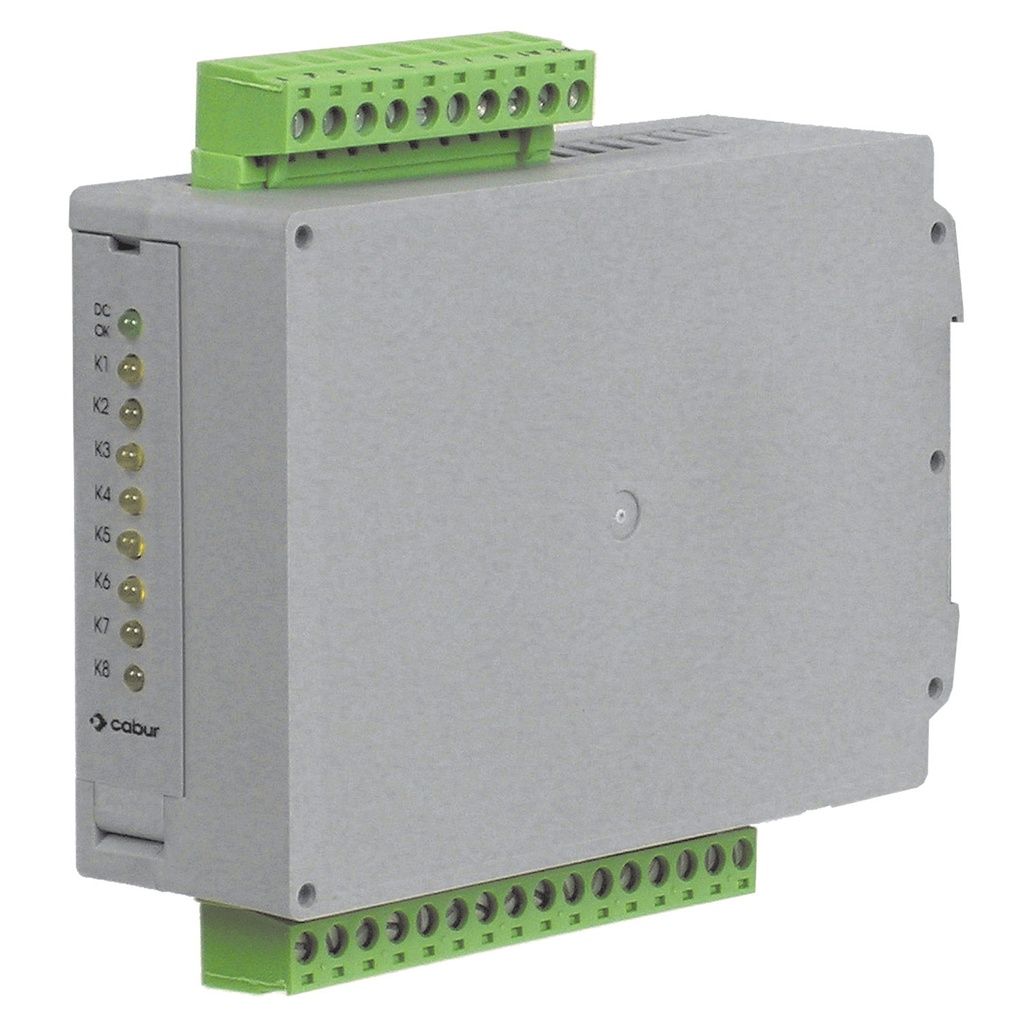 DIN Rail Relay Module With 8 SPST  Relays, 24 Vac/dc, 8 Amp, 240Vac, Space Saving Only 22.5mm Wide, XCR41