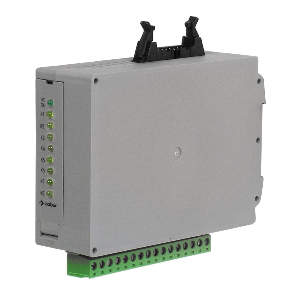 PLC Relay Module, Pluggable terminal blocks, 8-Channel, 24 VDC, 14-pin Ribbon Connector, SPST, Fixed Relays