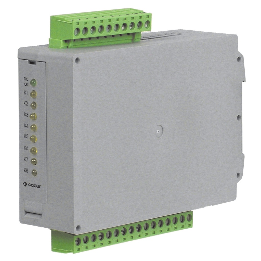 DIN Rail Relay Module With 8 SPST  Pluggable Relays, 24 Vac/dc, 8 Amp, 240Vac, Space Saving Only 35mm Wide, XCR41