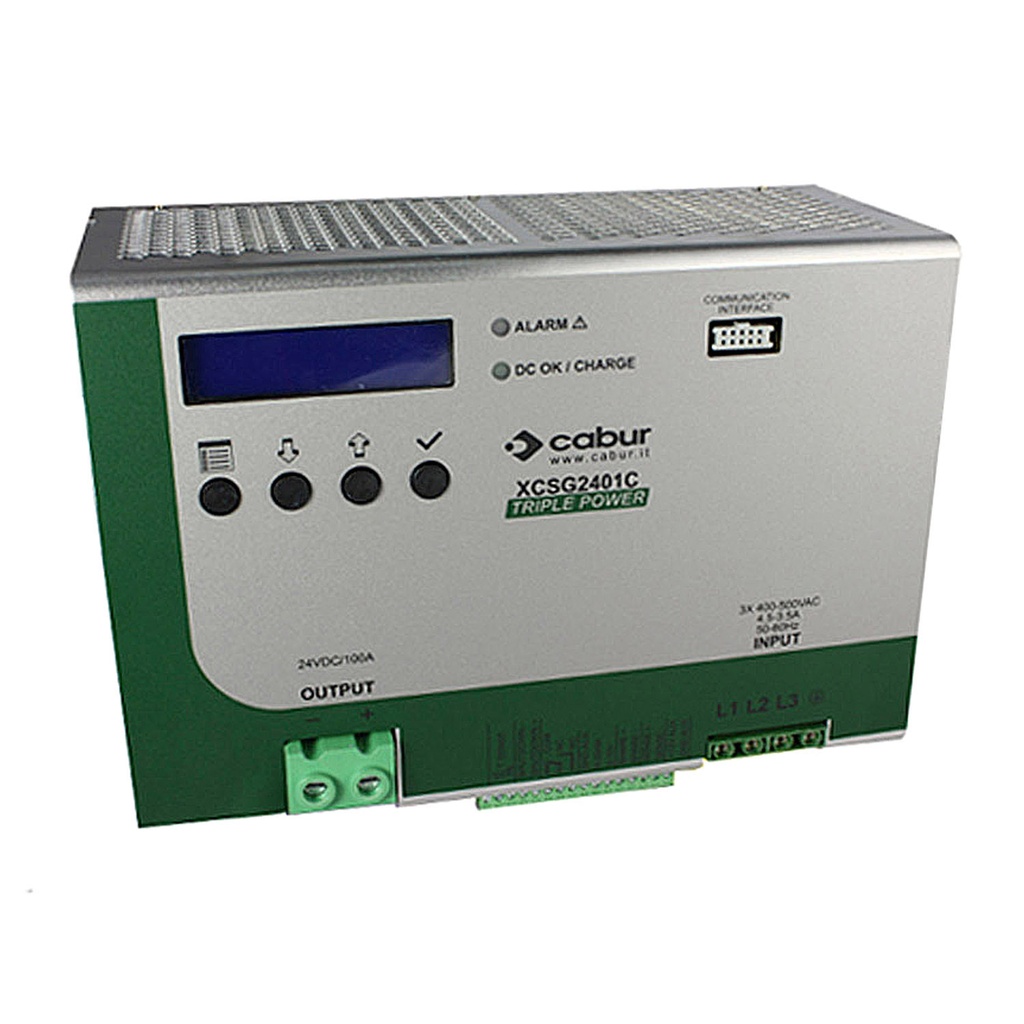 72V DIN Rail Power Supply, 72Vdc, 33A Output, 3-Phase 340-550Vac Input, 