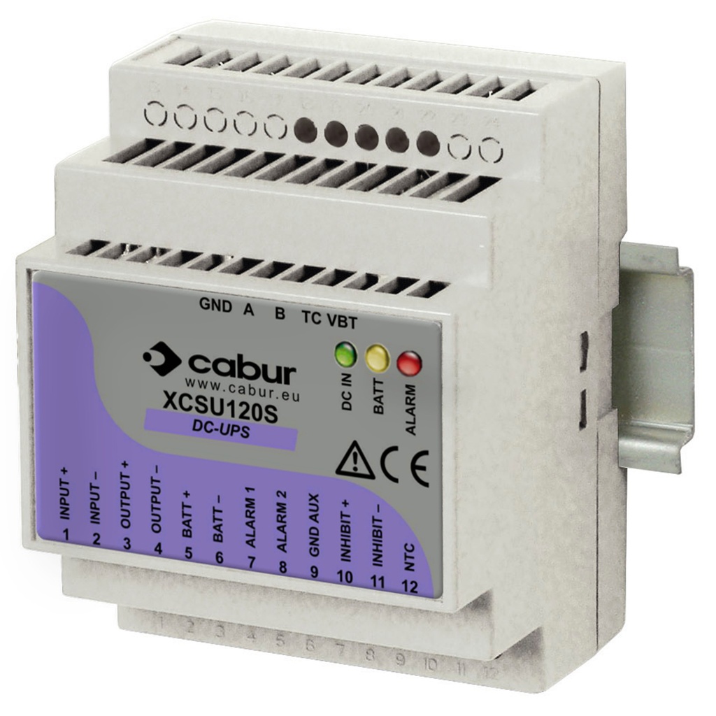 DIN Rail UPS, 12 Vdc, 24Vdc, 5 Amp Output, Low Profile, Space Saving, Modbus Communication