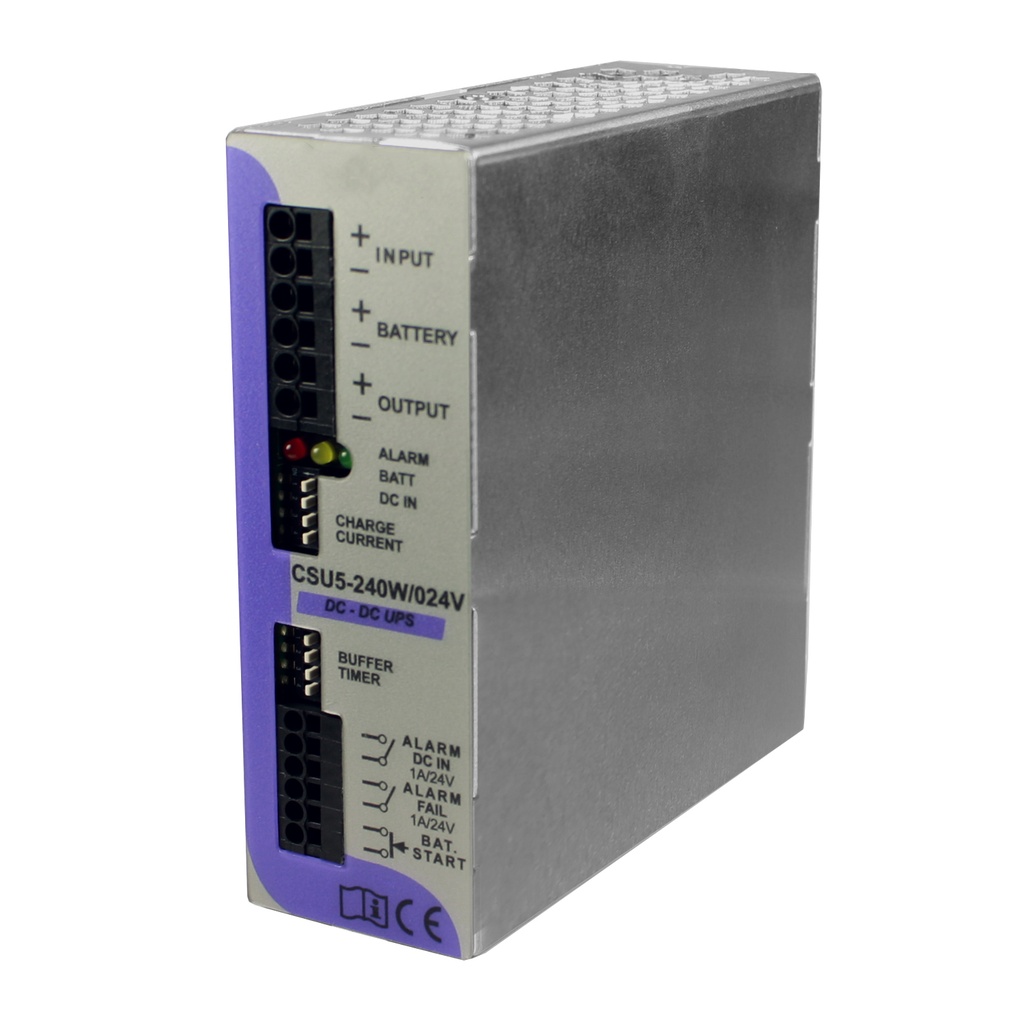 DIN Rail DC UPS, Programmable 12V DC - 20A or 24V DC - 10A 