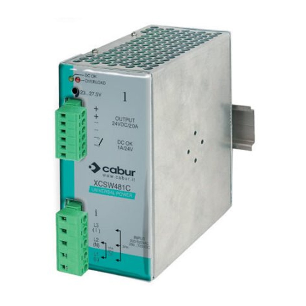 24V Din Rail Power Supply, 208Vac, 240Vac, or 480Vac Input, 24Vdc, 20A Output, 