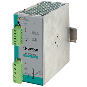 48V Din Rail Power Supply, 208Vac, 240Vac, or 480Vac Input, 24Vdc, 10A Output,