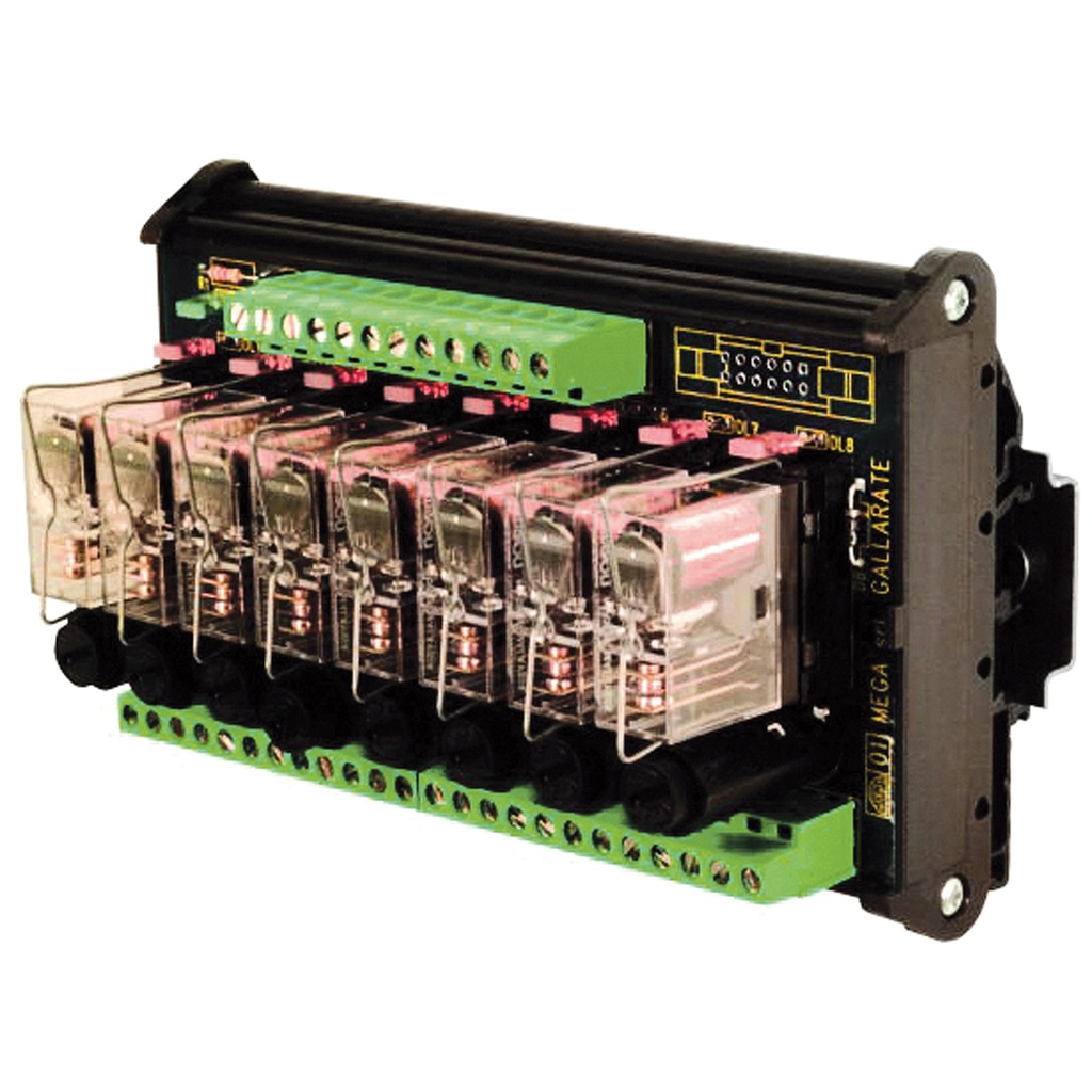 8 Channel 24Vac/dc Relay Module With Fuse Protection , DIN Rail Mount, SPDT, 24Vac/dc Input, 250Vac Output, 16A, 
