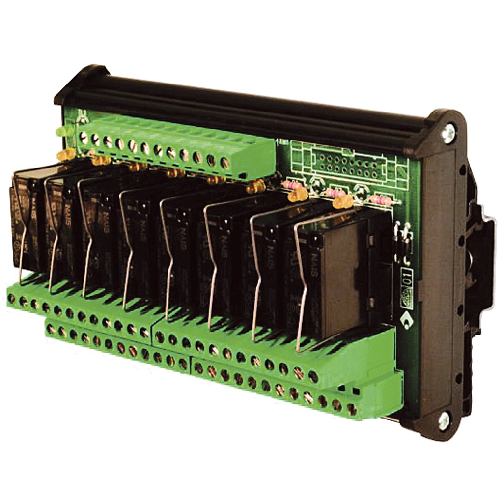 Multi-Channel pluggable relay, 8 relays, DPDT, Negative Common, 24 Vdc