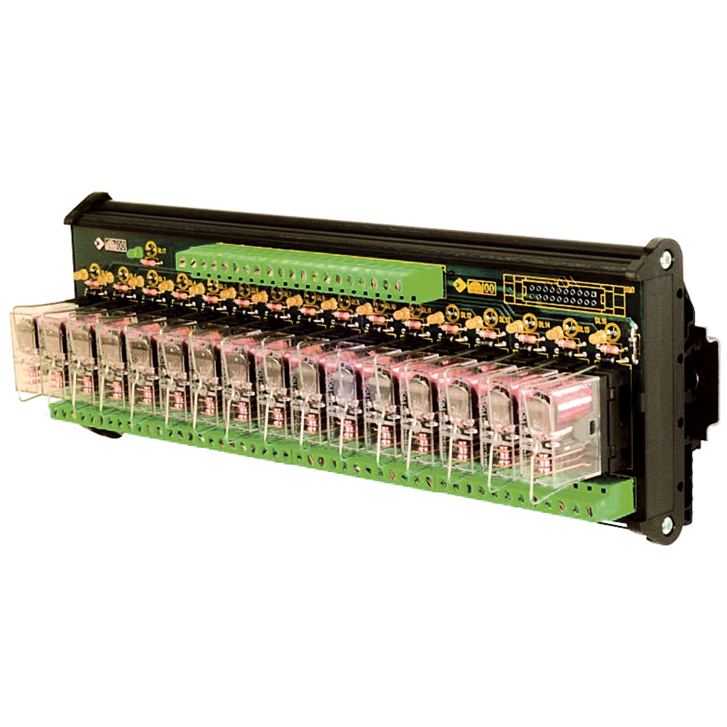 16 Channel 24Vdc Relay Module, DIN Rail Mount, 24Vdc Input, 250Vac Output, 16A, 
