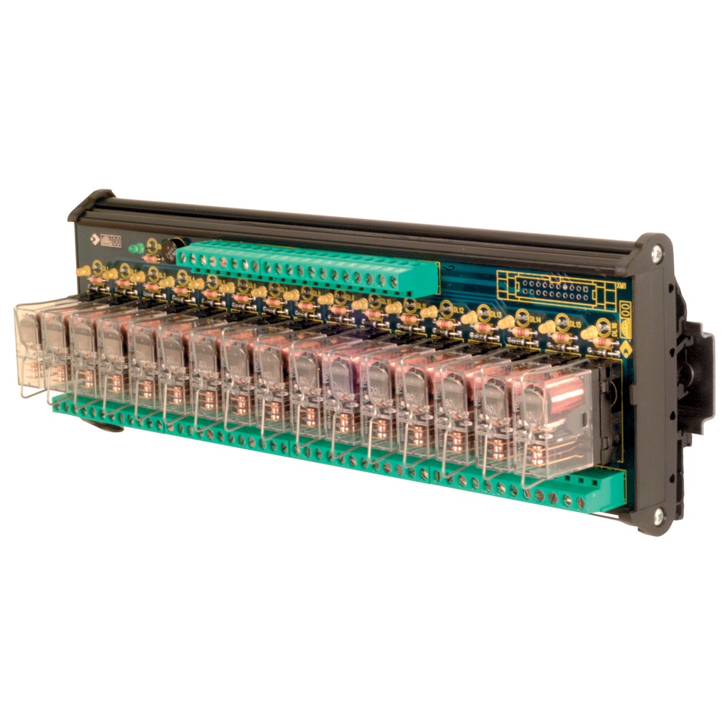 Multi-Channel pluggable relay, 16 relays, SPDT, +/- Common, 24 Vac/dc