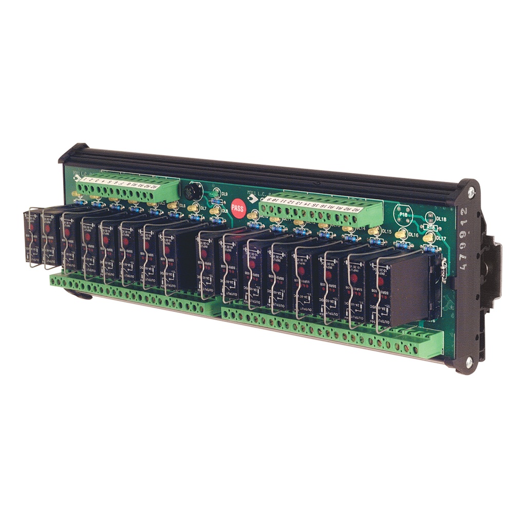 Solid State DIN Rail Mount pluggable (SSR), 16 relays, AC Load, +/- Common