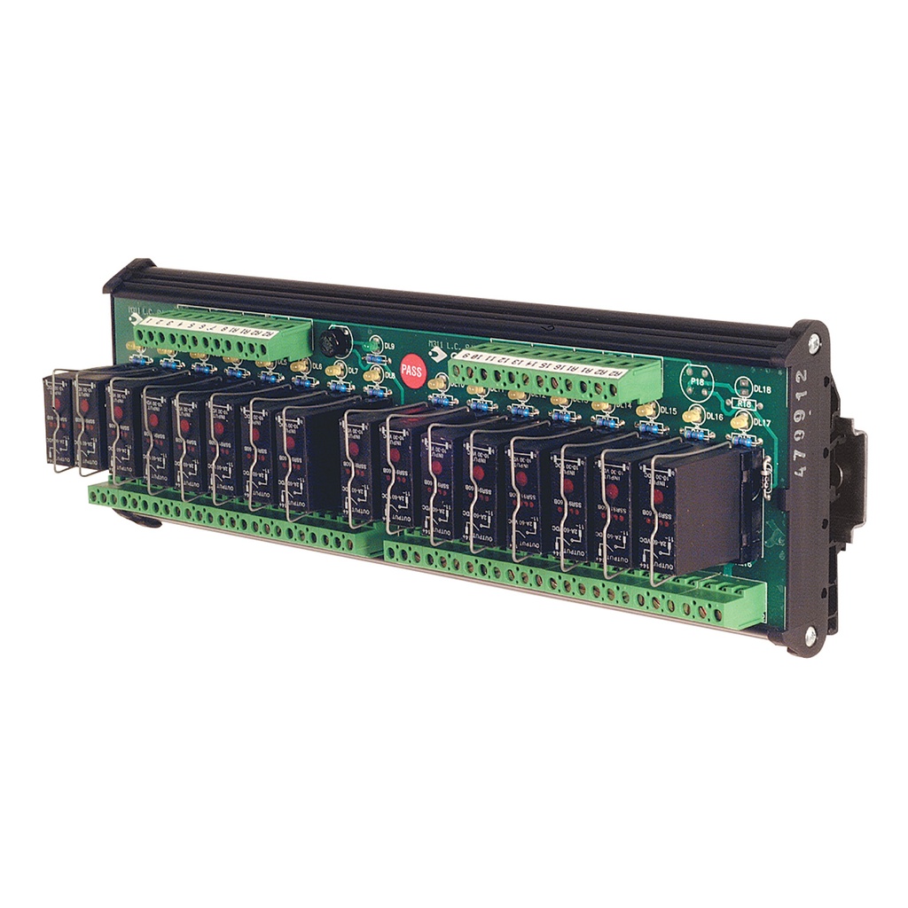 Solid State DIN Rail Mount pluggable (SSR), 16 relays, DC Load, +/- Common