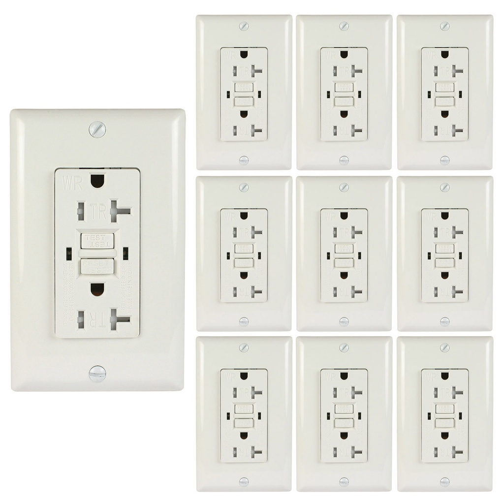 Weather Resistant TR GFCI Outlet Wall Plate, White, UL Listed, 10 Pack