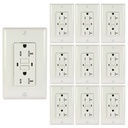 20A 125V Duplex GFCI Outlet | Self-Test | White | Tamper Resistant | UL Listed | Includes Wall Plate | Tamper Resistant & Weather Resistant | 10-Pack