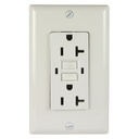 20A 125V Duplex GFCI Outlet | Self-Test | White | UL Listed | Includes Wall Plate | 1-Pack