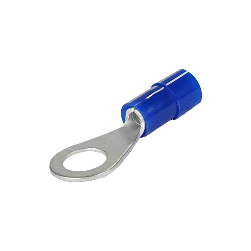 Ring Terminal Wire Connector, 16-14 AWG, Blue Insulator, UL, 4mm (#8) Stud Size