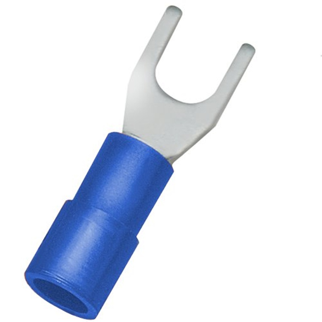 Spade Terminal Wire Connector, 16-14 AWG, Blue Insulator, UL, 3mm Stud Size