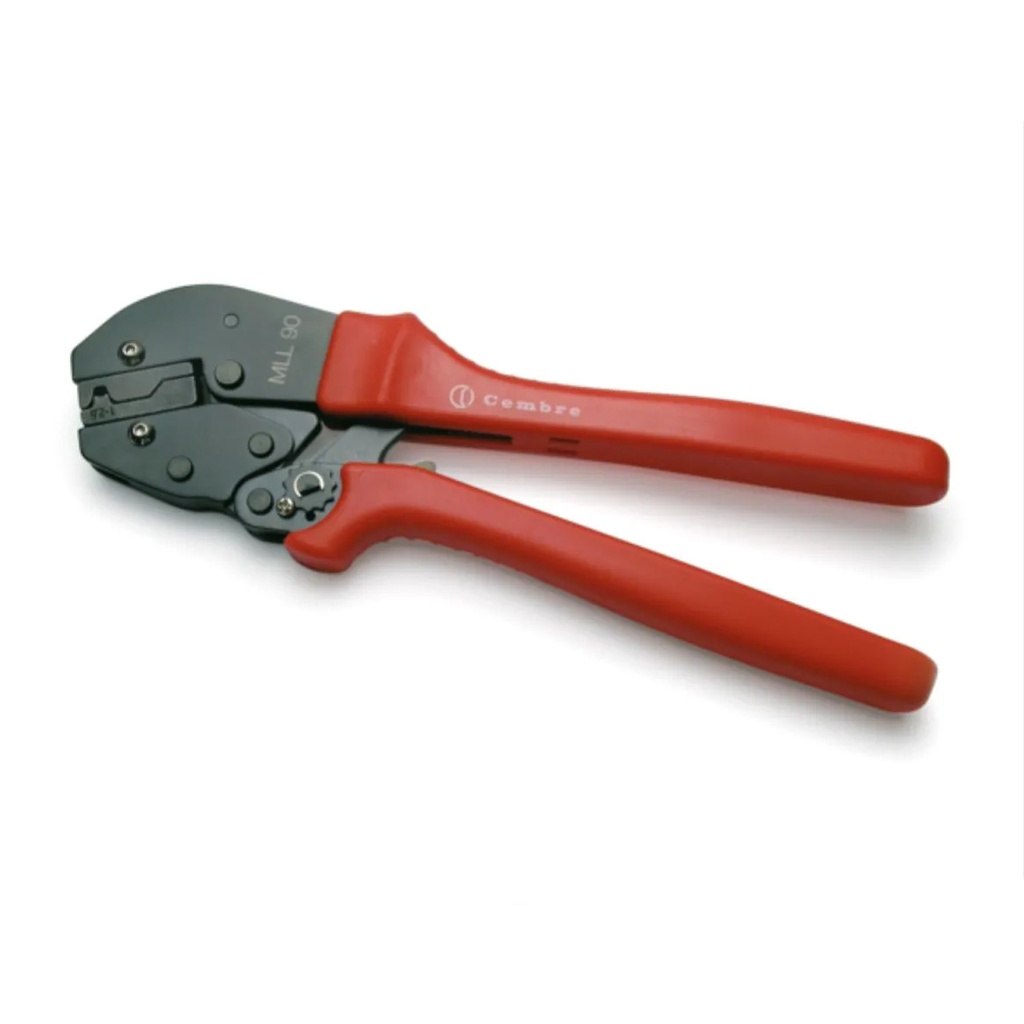 Ratchet Crimp Tool for Female Flag Terminals, Open Barrel Crimper, 18-14 AWG, Type MLL90