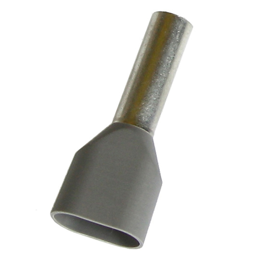 ASI 2809850 Gray 12 AWG Double Wire Entry Insulated Wire Ferrule | Twin Wire Ferrule | Secure Electrical Connections