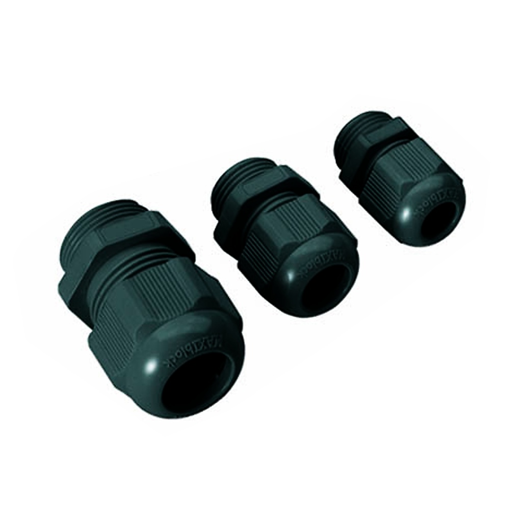 M16 Cable Gland, Waterproof, Black, Plastic Nylon, IP68 NEMA 6, ASI
