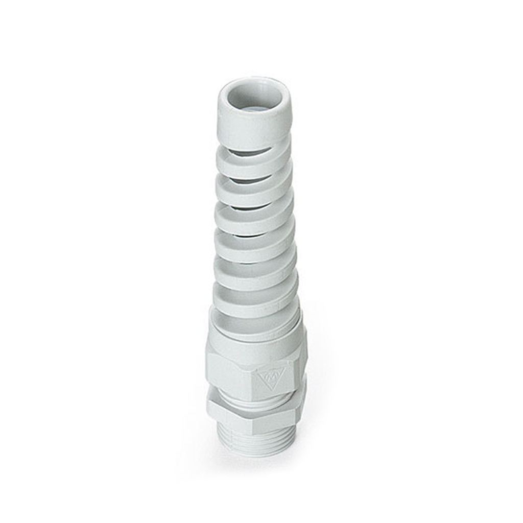Spiral Cable Gland, Spiral Strain Relief Connector fits PG7 Threaded mounting holes, 3.5-7 mm clamping range, Light Gray