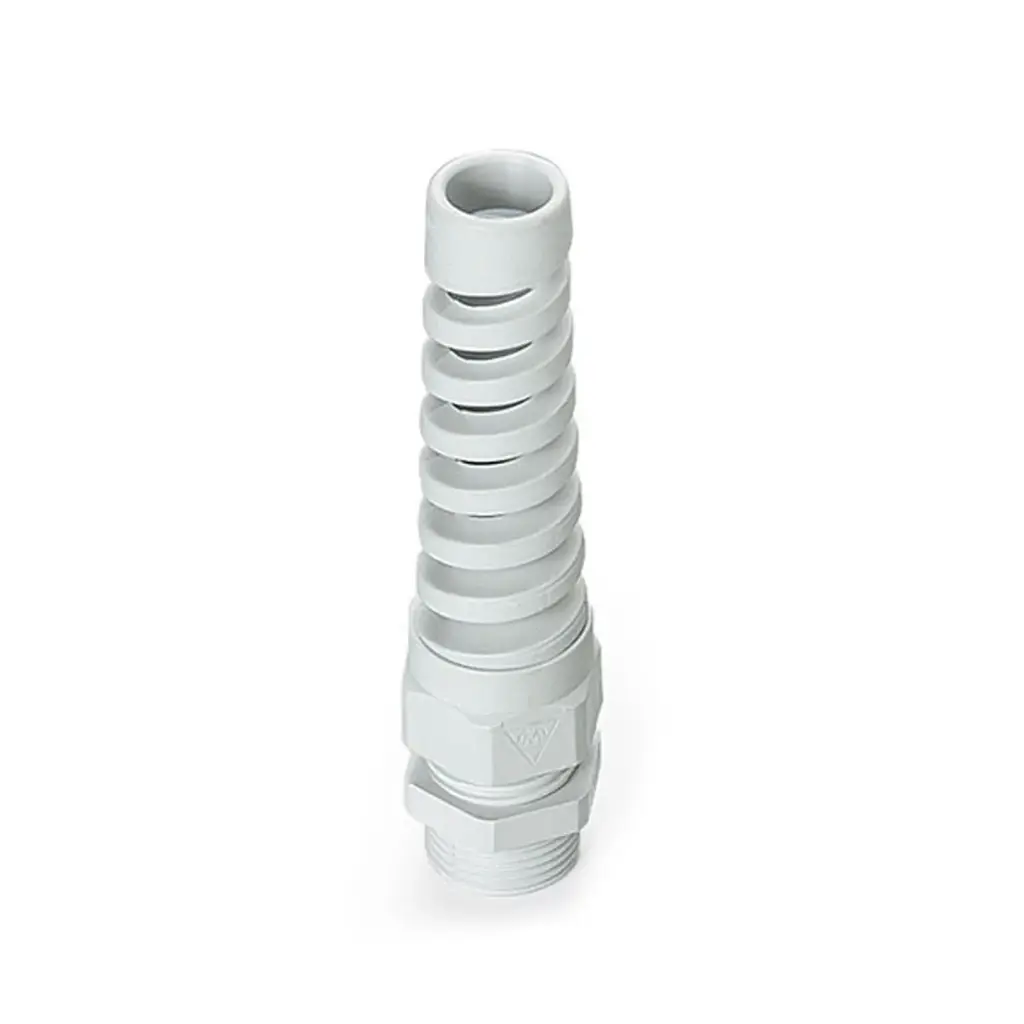 M12 Spiral Cable Gland, Spiral Strain Relief Connector, Flexible Strain Relief, UL Listed, Gray
