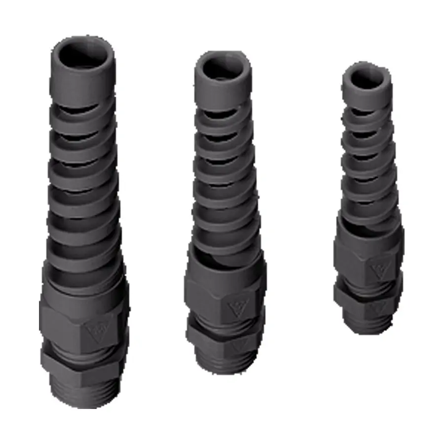 M20 Threaded Spiral Cable Gland, Cable Strain Relief Connector, Flexible Strain Relief, UL Listed, Black