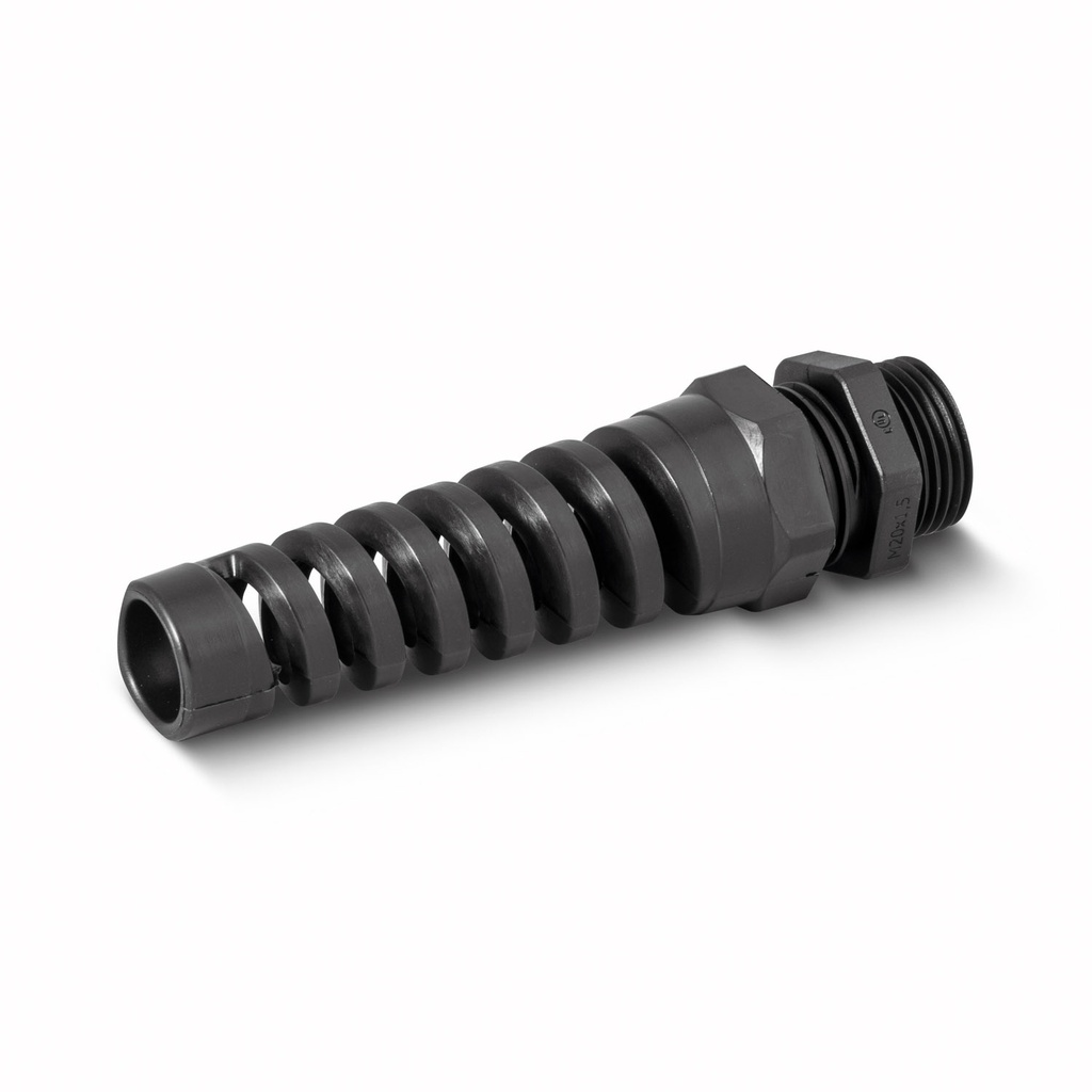 M32 Spiral Cable Gland, Spiral Strain Relief Connector, Flexible Strain Relief, UL Listed, Black
