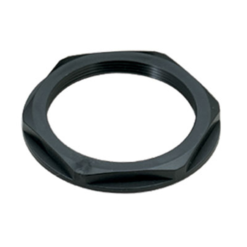 ASI  M20x1.5 threaded locknut with collar, black plastic, M20 Locknut, IP68