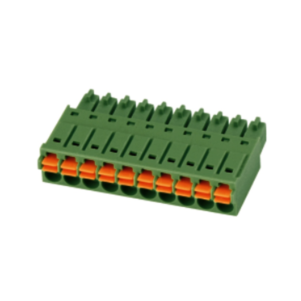 3.5 mm Pitch Printed Circuit Board (PCB) Terminal Block Plug, Spring Clamp, Narrow Profile,  24-16AWG, 10 Position