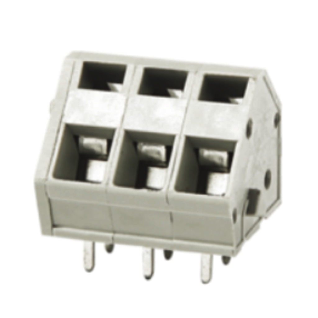 10 position, 5.08 mm Pitch Fixed Printed Circuit Board (PCB) Terminal Block, Spring Clamp, 45 degree Wire Entry