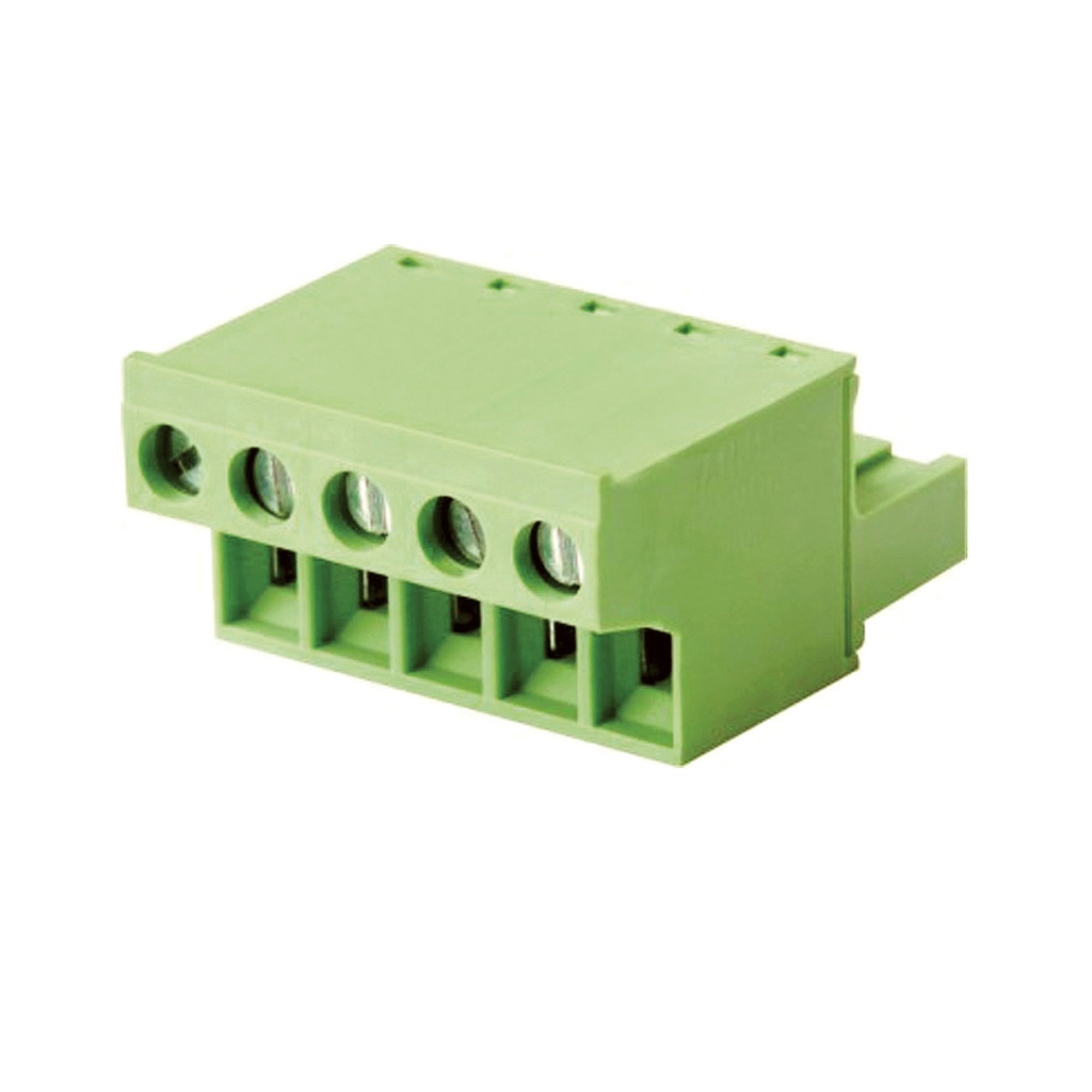 5 mm Pitch Printed Circuit Board (PCB) Terminal Block Plug, Screw Clamp, 10 Position, Front Wire Entry
