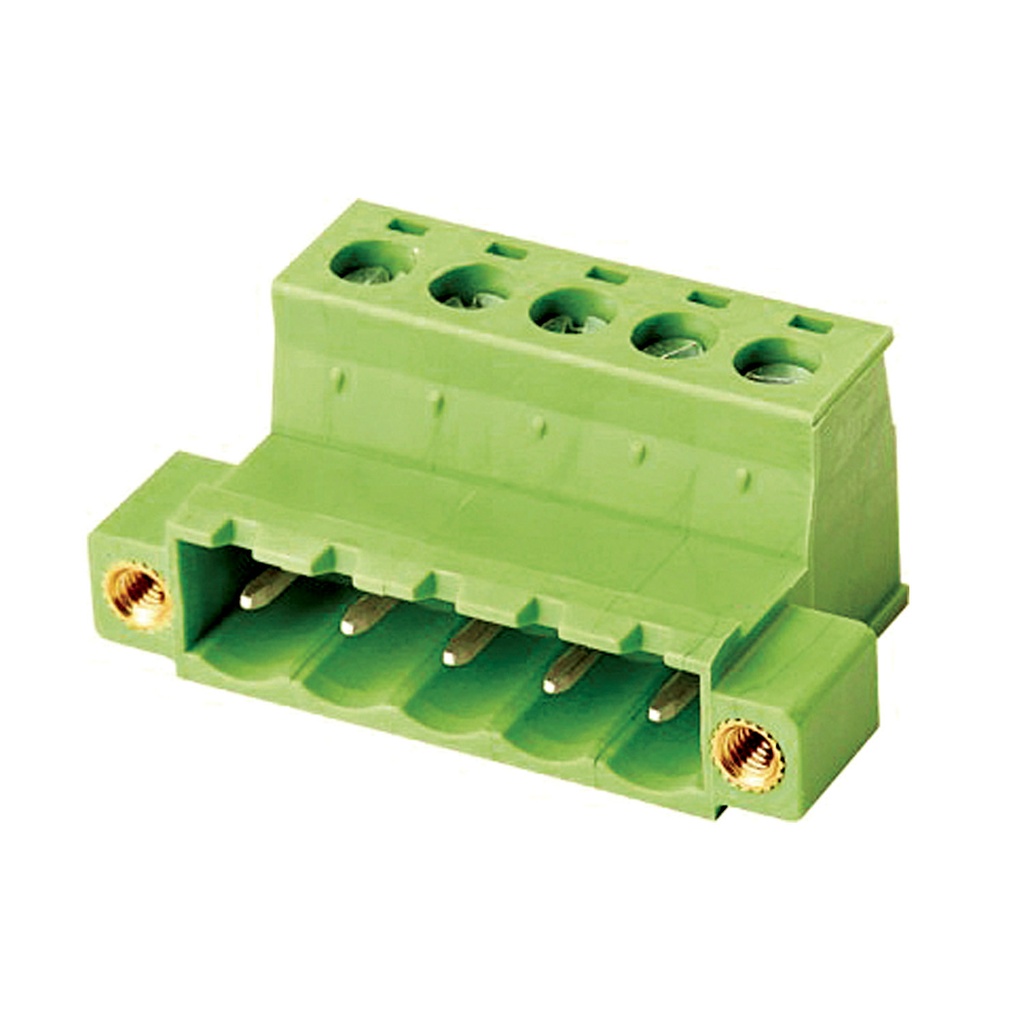 10 Position 5.08 mm Spacing Terminal Block Inverted Connector Plug, Screw Clamp, With Threaded Inserts, 28-12AWG