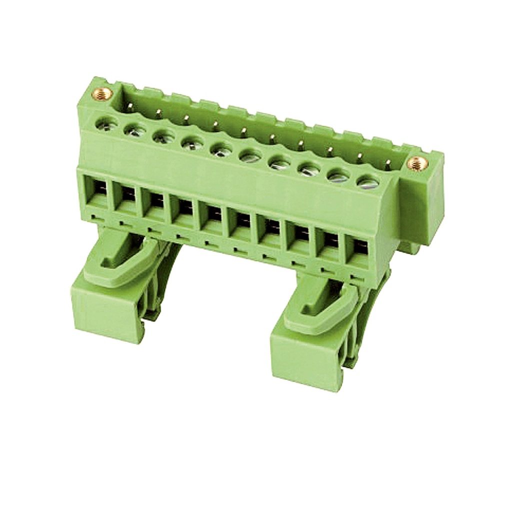 15 Position, 5.08 mm DIN Rail Mounted PCB Terminal Block Header W/Screw Locks, Screw Clamps