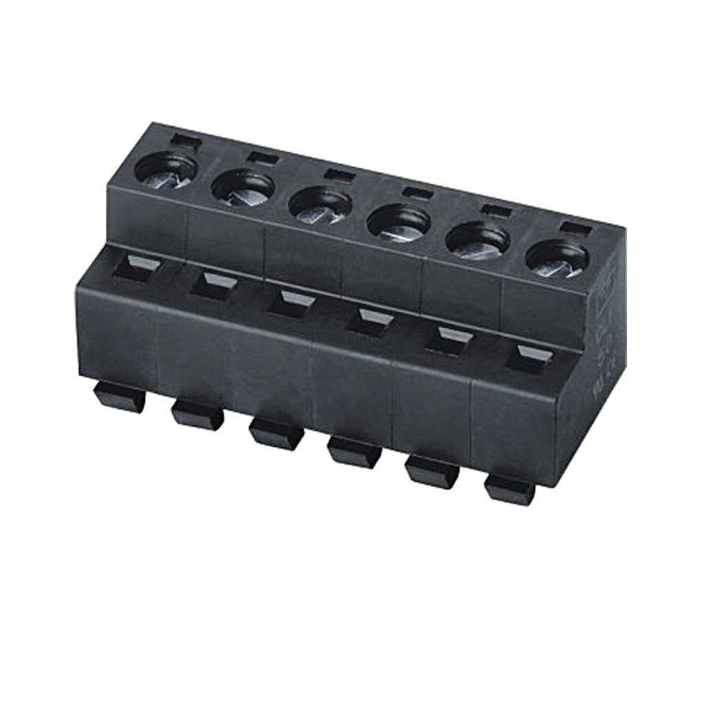 10 Position Pluggable Terminal Block with Screw Wire Terminations, Economy, 5mm Pitch, Black, 28-14 AWG, 12 Am