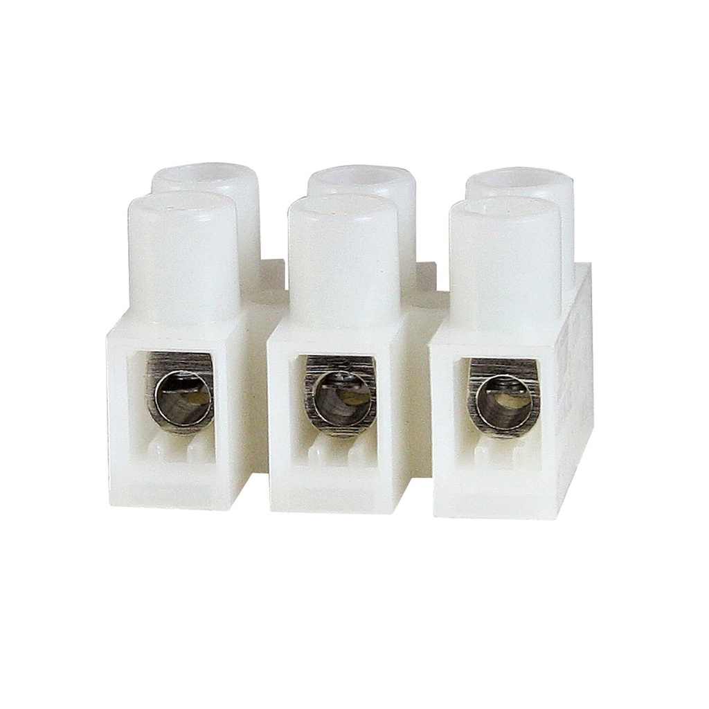 3 Position Terminal Strip for 20 to 6 AWG Wire, 65 Amp, Screw Terminals