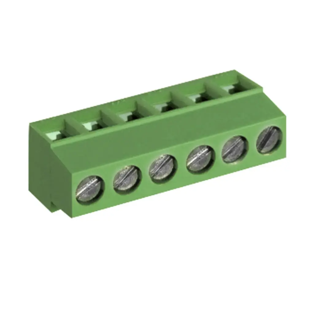 10 Position Miniature PCB Fixed Terminal Block, 7.5 mm Spacing, 14 Amp, 300V, Vertical Wire Entry
