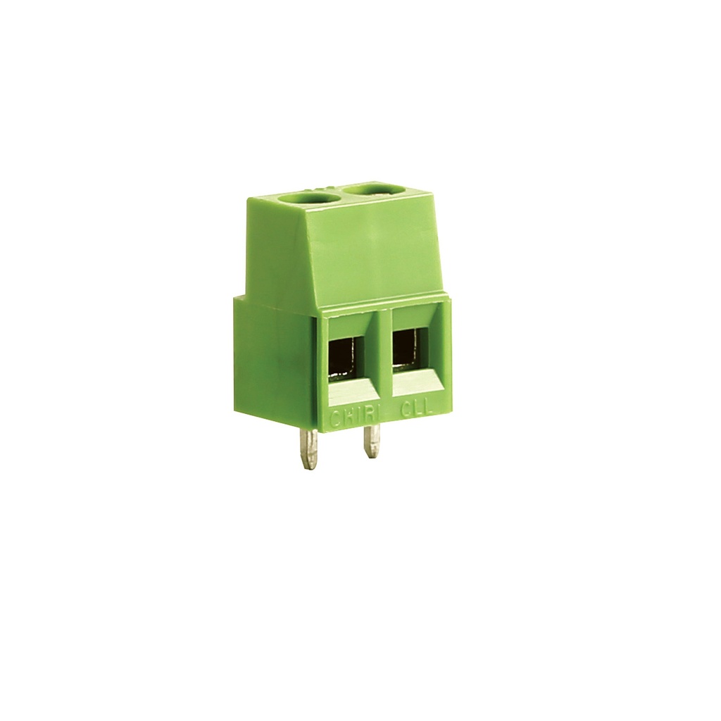 2 Position PCB Terminal Block, 5.08mm Pin Spacing, Modular Interlocking Green Housing, 30-12AWG