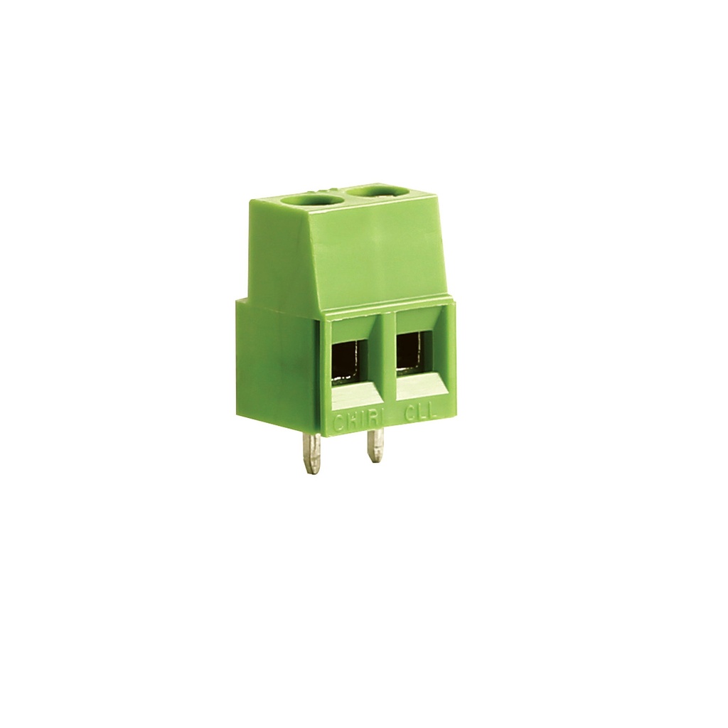 2 Position PCB Terminal Block, 5.08mm Pin Spacing, Modular Interlocking Green Housing, 30-12AWG